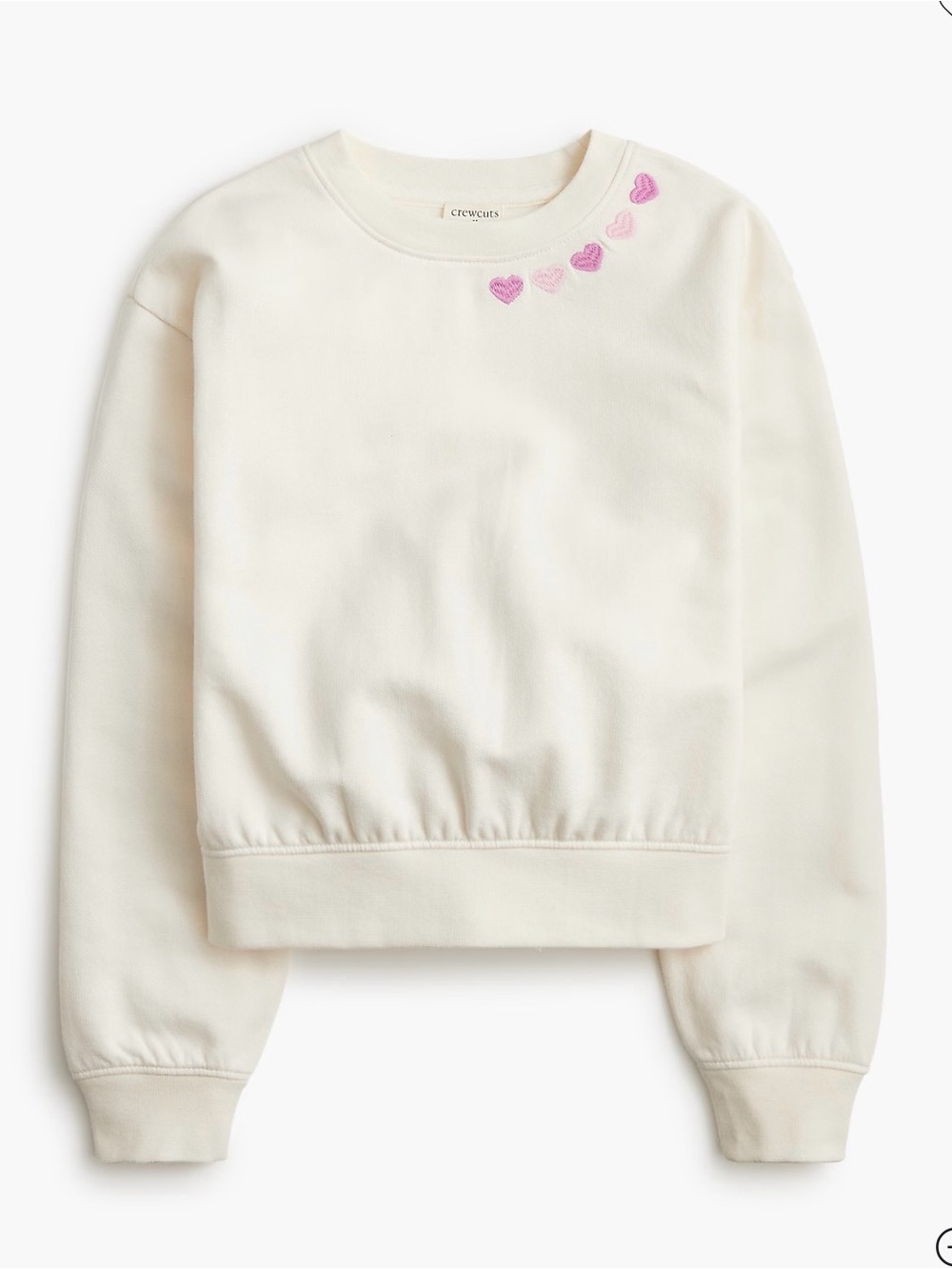 BRAND NEW- size L Crewcuts Cream Girls' embroidered heart sweatshirt